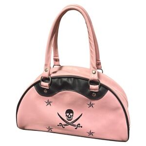🏴‍☠️SOLD🏴‍☠️ Y2K pink and black skull and stars bowler bag